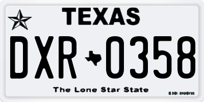 TX license plate DXR0358