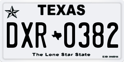 TX license plate DXR0382