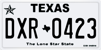 TX license plate DXR0423