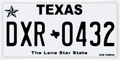 TX license plate DXR0432
