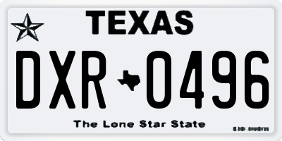 TX license plate DXR0496