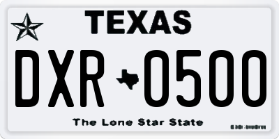 TX license plate DXR0500