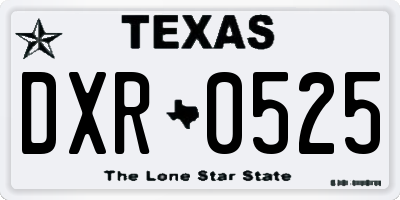 TX license plate DXR0525