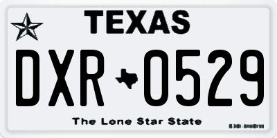 TX license plate DXR0529