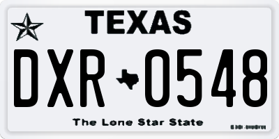 TX license plate DXR0548