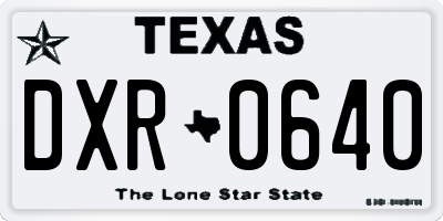 TX license plate DXR0640