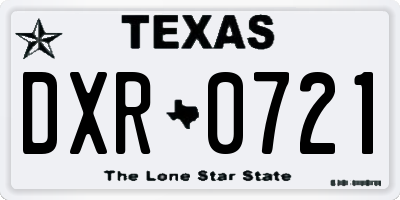 TX license plate DXR0721