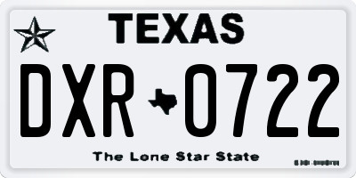 TX license plate DXR0722