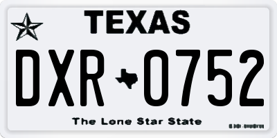 TX license plate DXR0752
