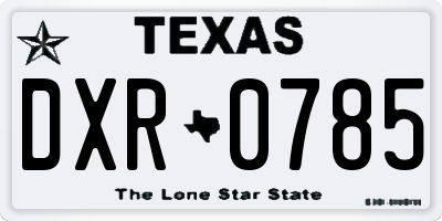 TX license plate DXR0785