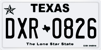 TX license plate DXR0826