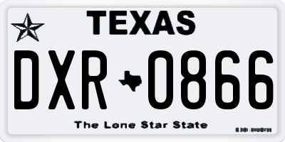 TX license plate DXR0866