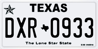 TX license plate DXR0933