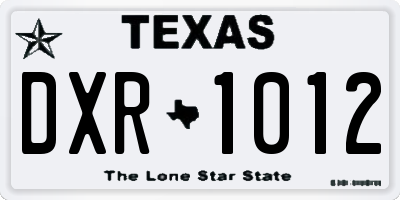 TX license plate DXR1012