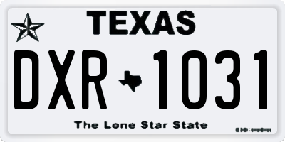 TX license plate DXR1031