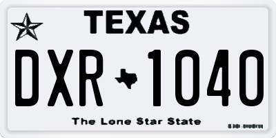 TX license plate DXR1040
