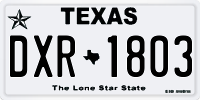 TX license plate DXR1803