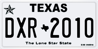 TX license plate DXR2010