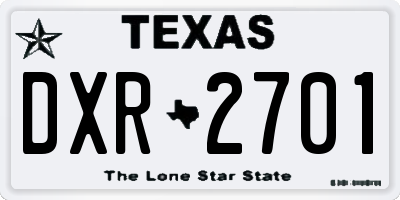TX license plate DXR2701