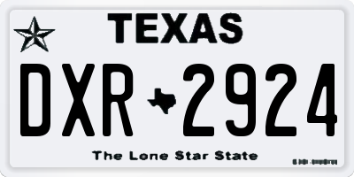 TX license plate DXR2924