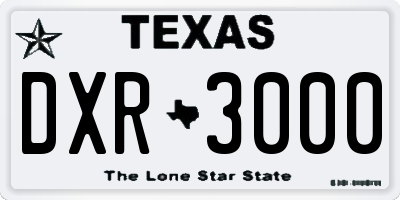 TX license plate DXR3000