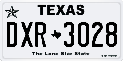 TX license plate DXR3028