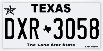 TX license plate DXR3058