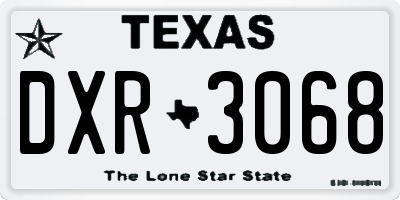 TX license plate DXR3068