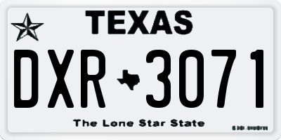 TX license plate DXR3071