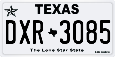 TX license plate DXR3085
