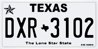 TX license plate DXR3102