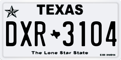 TX license plate DXR3104
