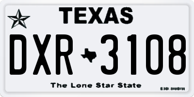 TX license plate DXR3108