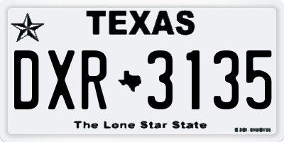 TX license plate DXR3135