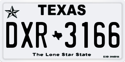 TX license plate DXR3166