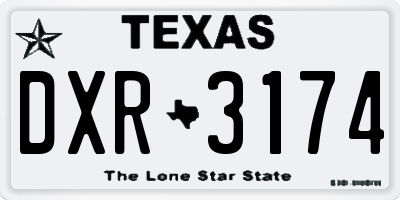 TX license plate DXR3174