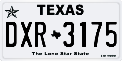 TX license plate DXR3175
