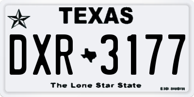 TX license plate DXR3177