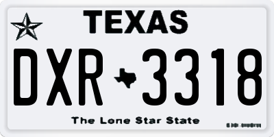 TX license plate DXR3318
