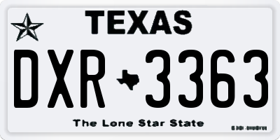 TX license plate DXR3363