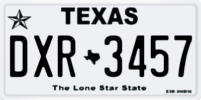 TX license plate DXR3457