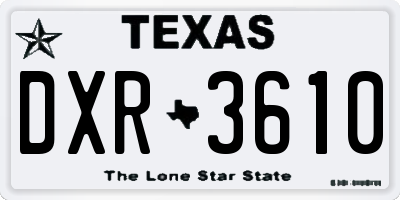 TX license plate DXR3610