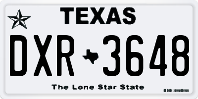 TX license plate DXR3648
