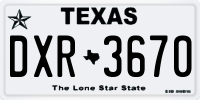 TX license plate DXR3670