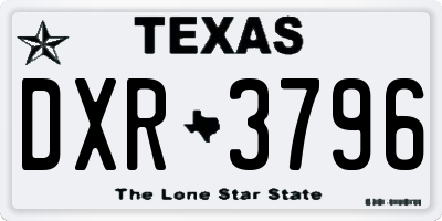 TX license plate DXR3796