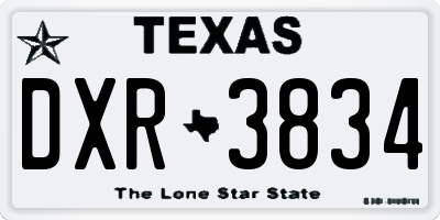 TX license plate DXR3834