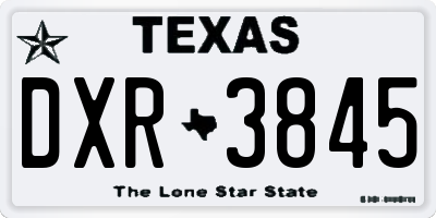 TX license plate DXR3845