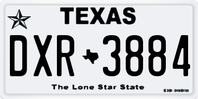 TX license plate DXR3884