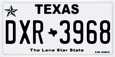 TX license plate DXR3968