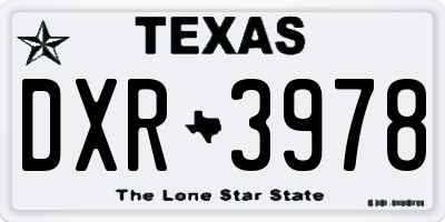 TX license plate DXR3978